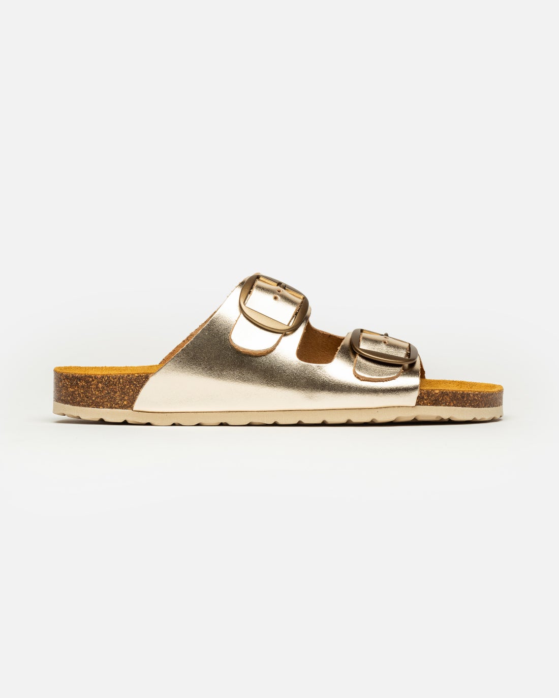 Sandalia baja Lena en cuero metalizado